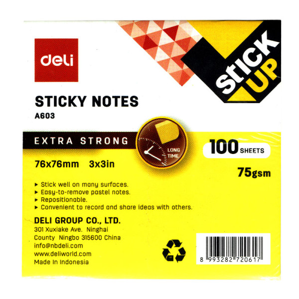 Giấy nhớ 3x3 (100 tờ) (Vàng) (A603) (Deli)